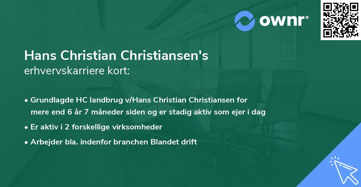 Hans Christian Christiansen's erhvervskarriere kort