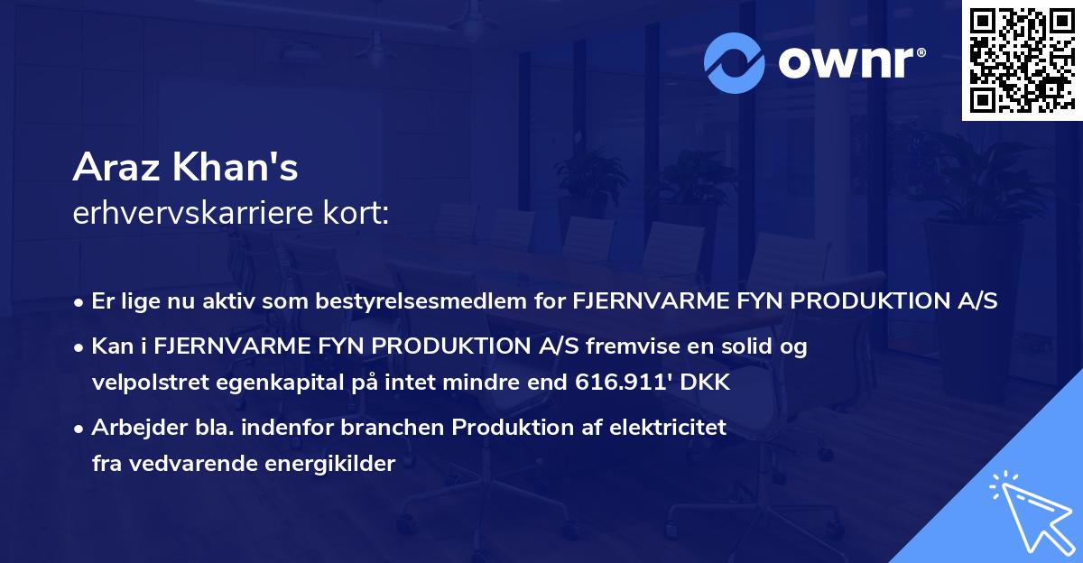 Araz Khan's erhvervskarriere kort