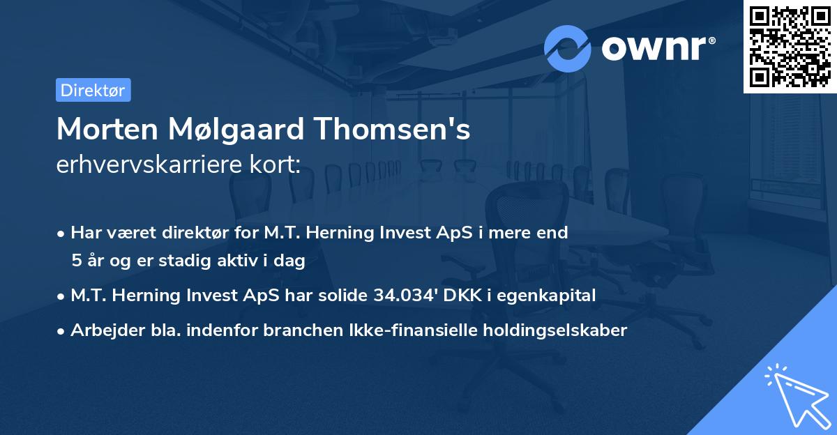 Morten Mølgaard Thomsen's erhvervskarriere kort