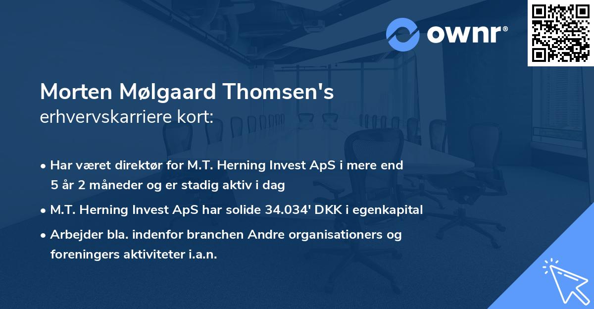 Morten Mølgaard Thomsen's erhvervskarriere kort