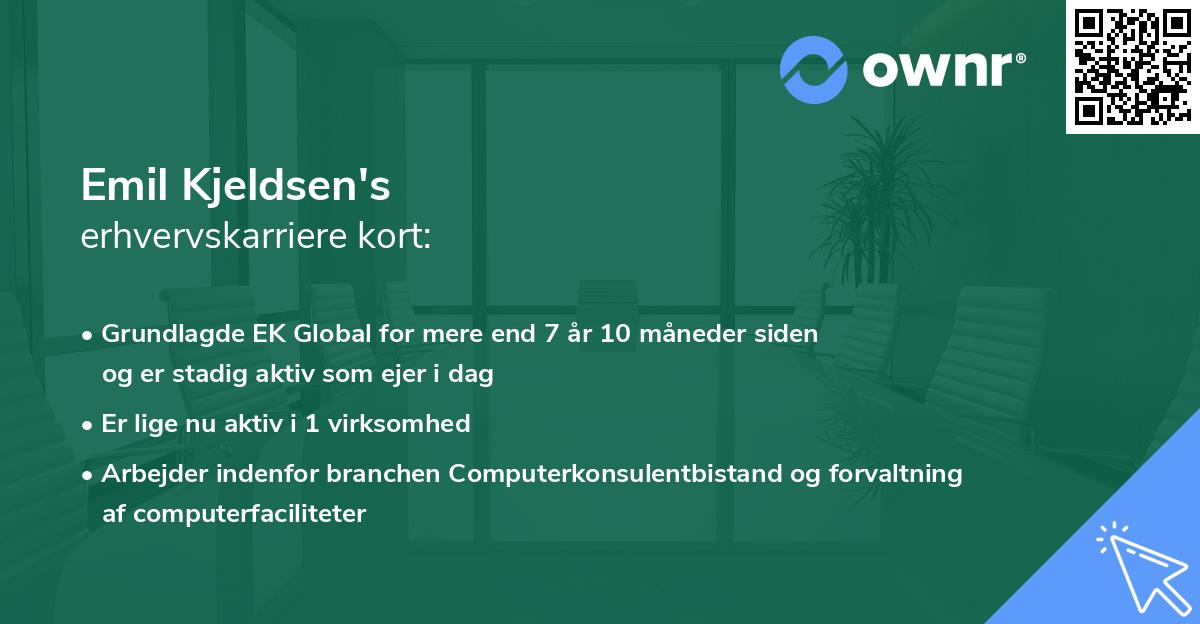 Emil Kjeldsen's erhvervskarriere kort