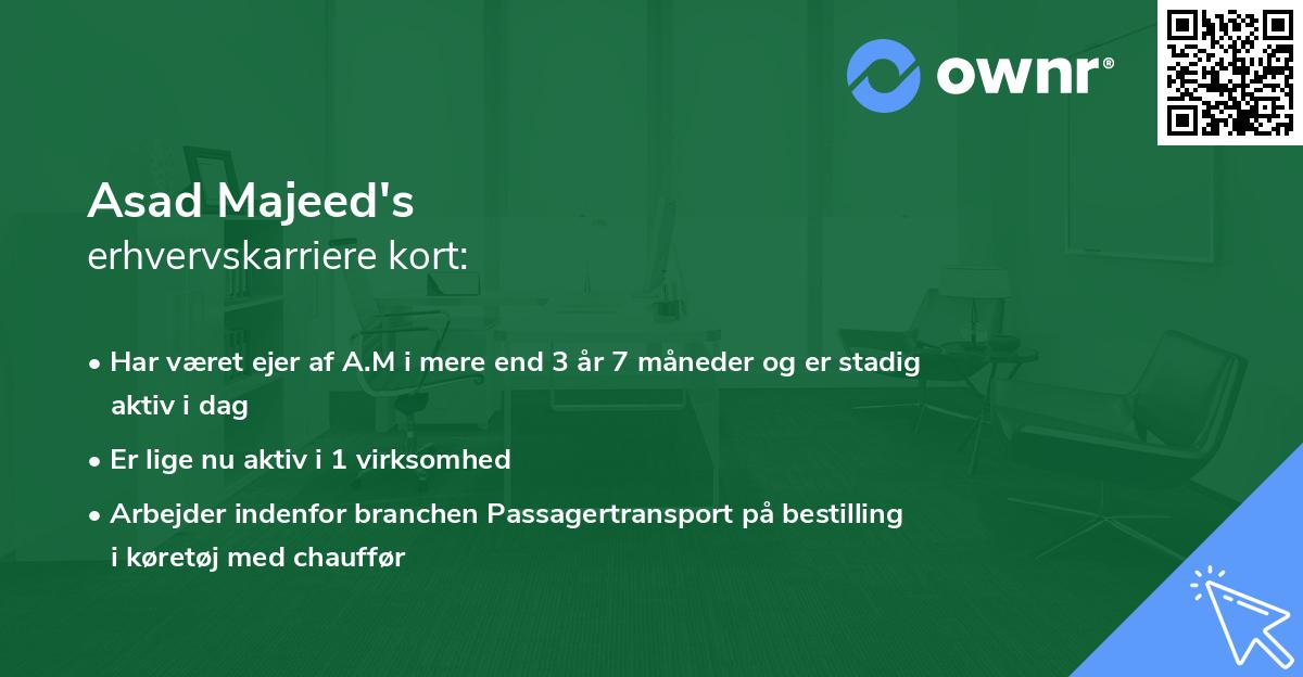 Asad Majeed's erhvervskarriere kort