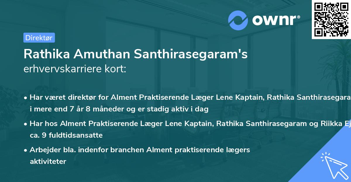 Rathika Amuthan Santhirasegaram's erhvervskarriere kort