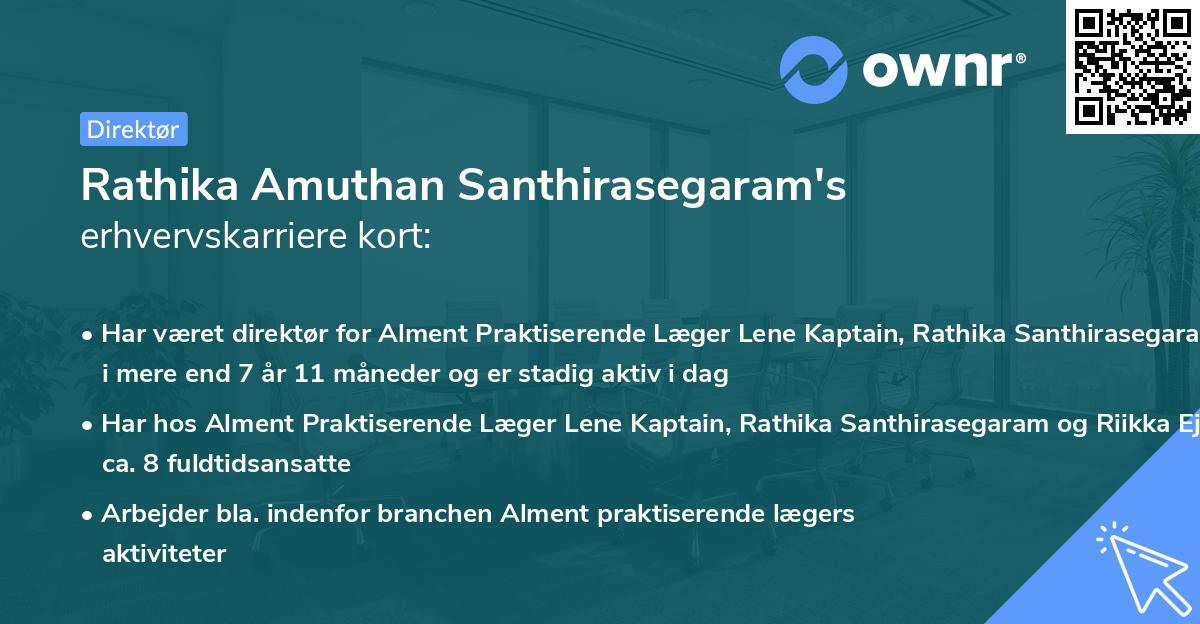 Rathika Amuthan Santhirasegaram's erhvervskarriere kort