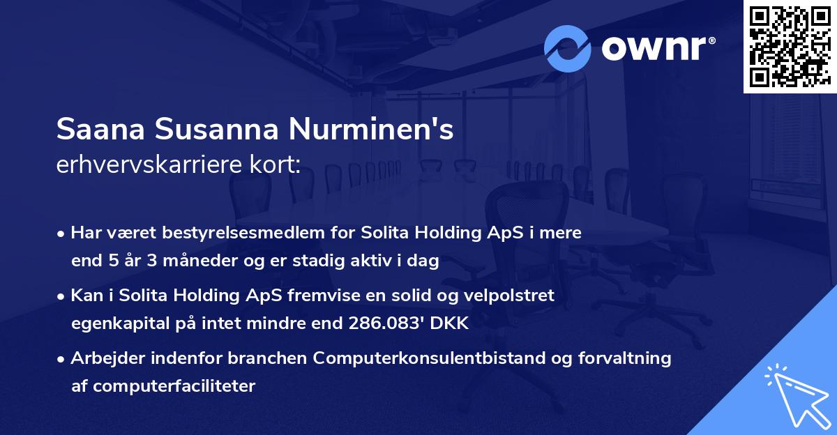Saana Susanna Nurminen's erhvervskarriere kort