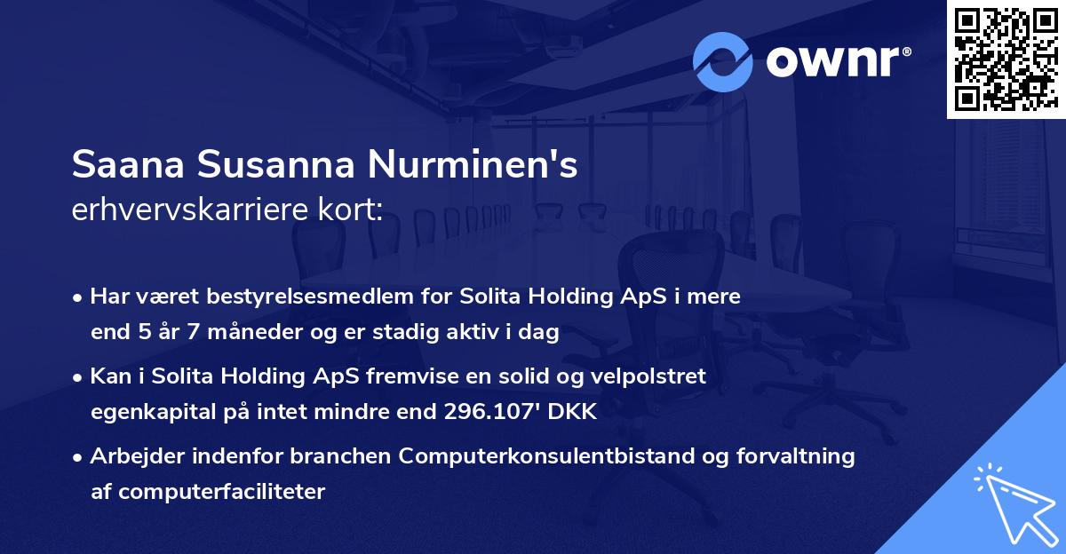 Saana Susanna Nurminen's erhvervskarriere kort
