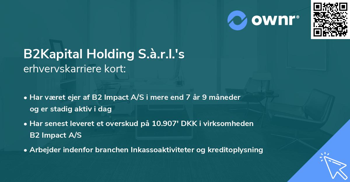 B2Kapital Holding S.à.r.l.'s erhvervskarriere kort