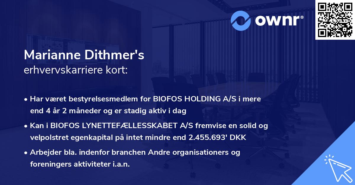 Marianne Dithmer's erhvervskarriere kort