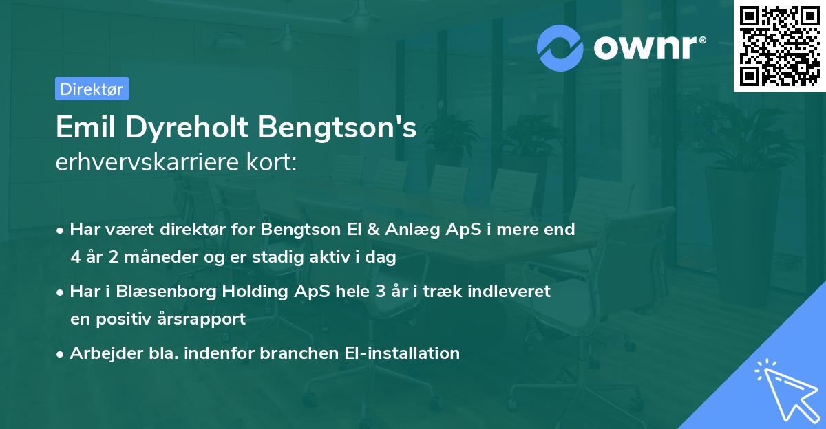 Emil Dyreholt Bengtson's erhvervskarriere kort