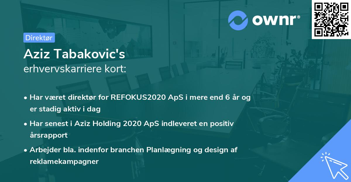 Aziz Tabakovic's erhvervskarriere kort