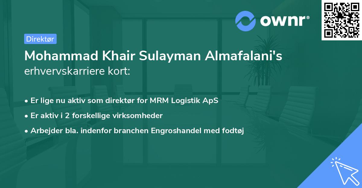 Mohammad Khair Sulayman Almafalani's erhvervskarriere kort