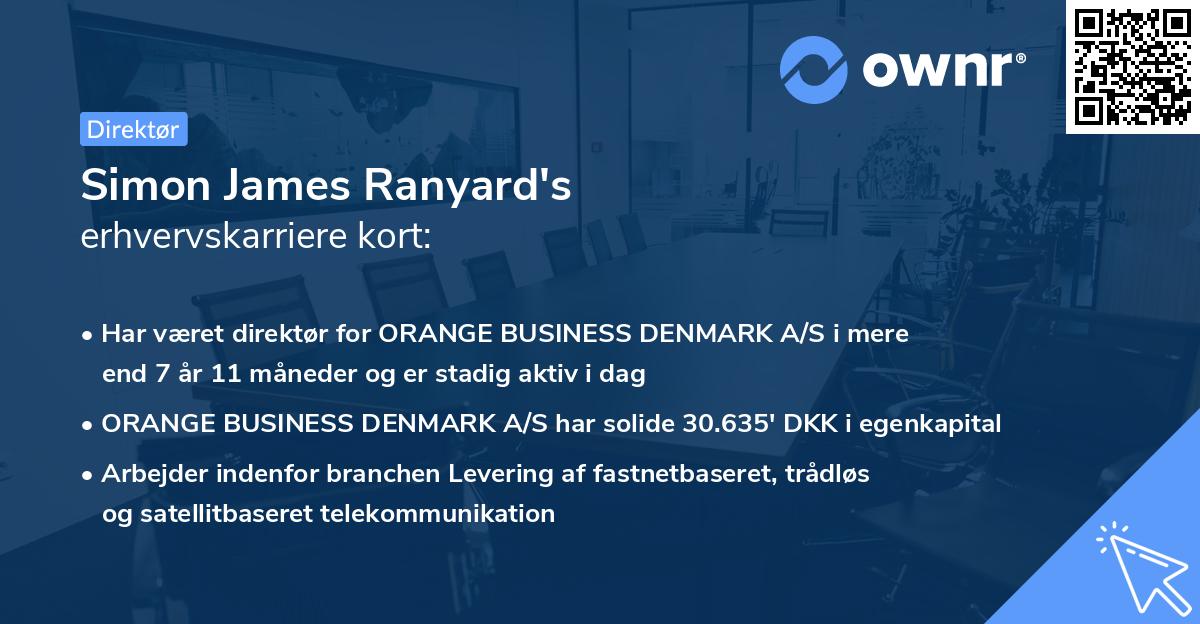 Simon James Ranyard's erhvervskarriere kort