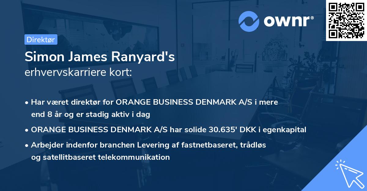 Simon James Ranyard's erhvervskarriere kort