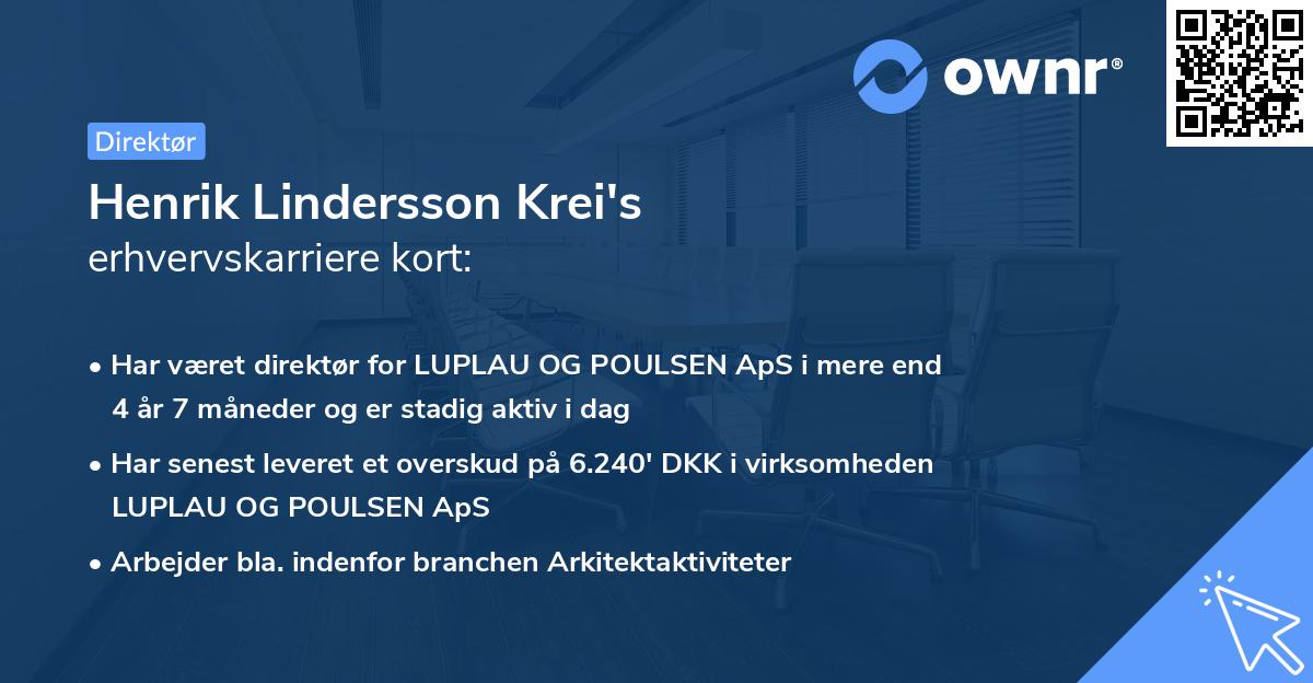 Henrik Lindersson Krei's erhvervskarriere kort