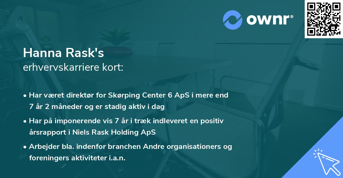 Hanna Rask's erhvervskarriere kort