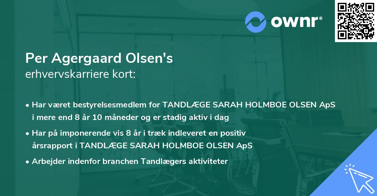 Per Agergaard Olsen's erhvervskarriere kort