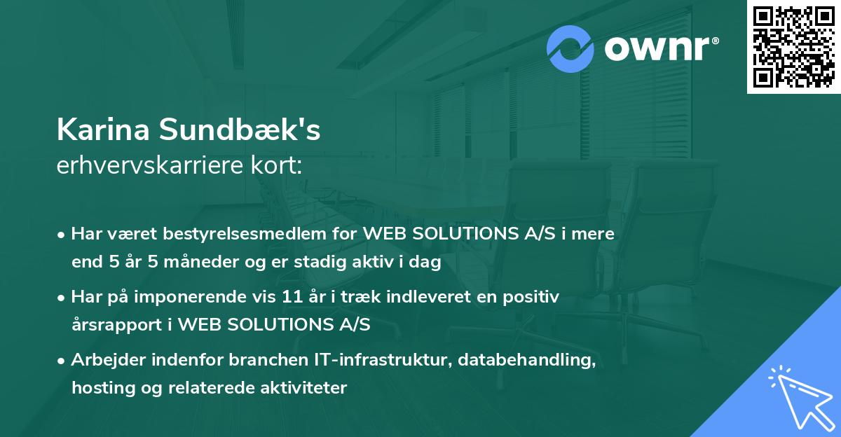 Karina Sundbæk's erhvervskarriere kort