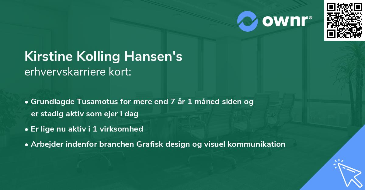 Kirstine Kolling Hansen's erhvervskarriere kort
