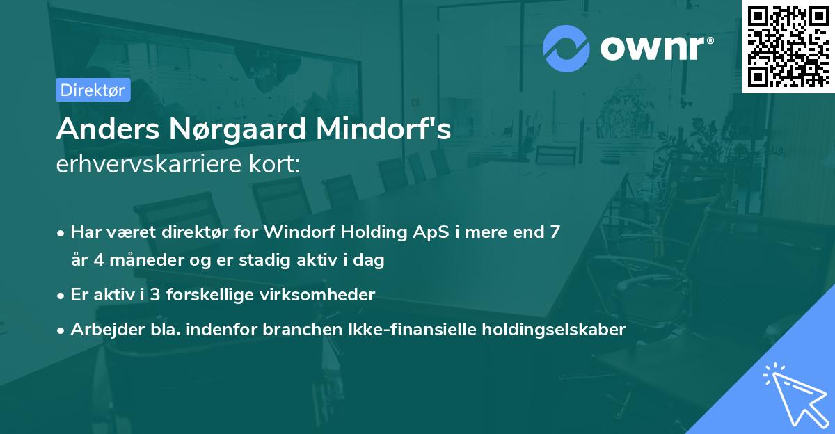 Anders Nørgaard Mindorf's erhvervskarriere kort