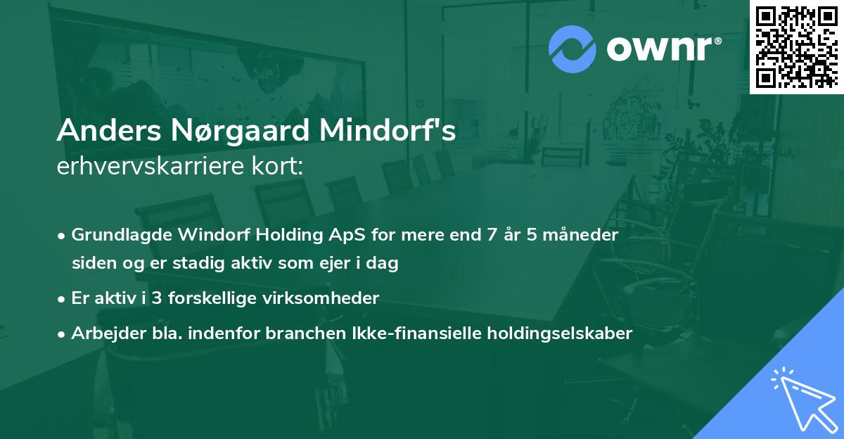 Anders Nørgaard Mindorf's erhvervskarriere kort