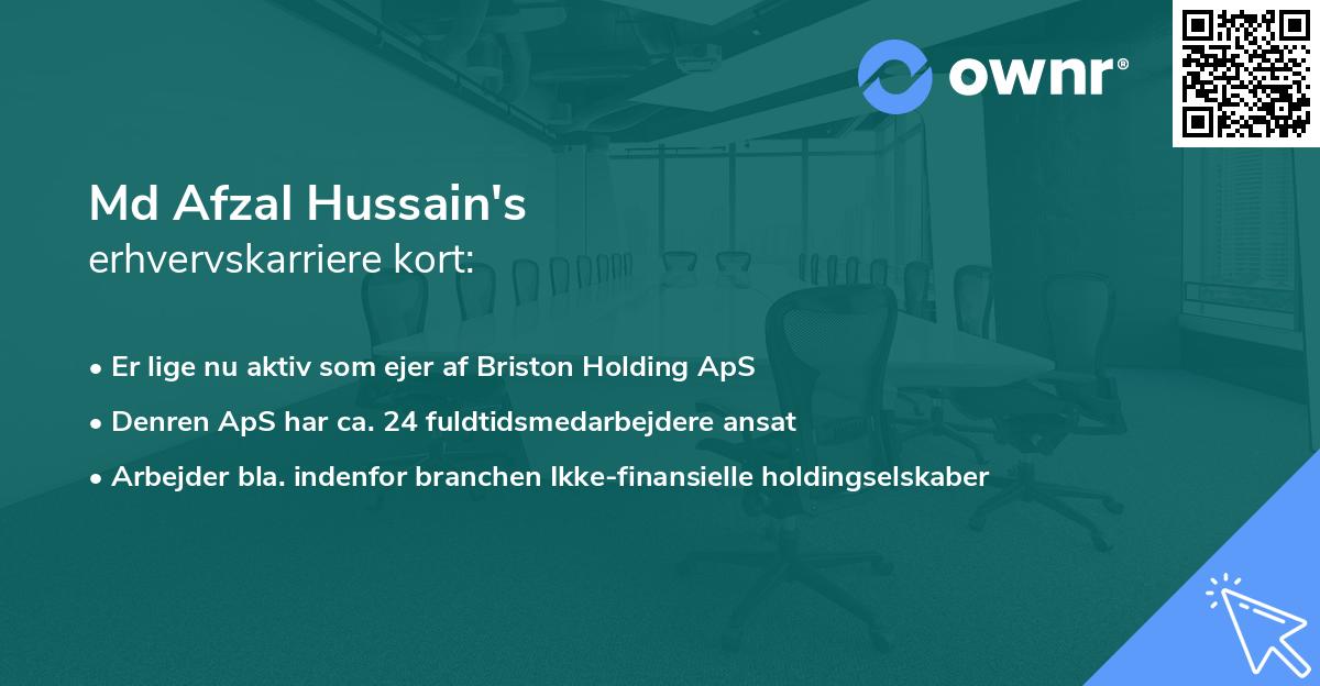 Md Afzal Hussain's erhvervskarriere kort
