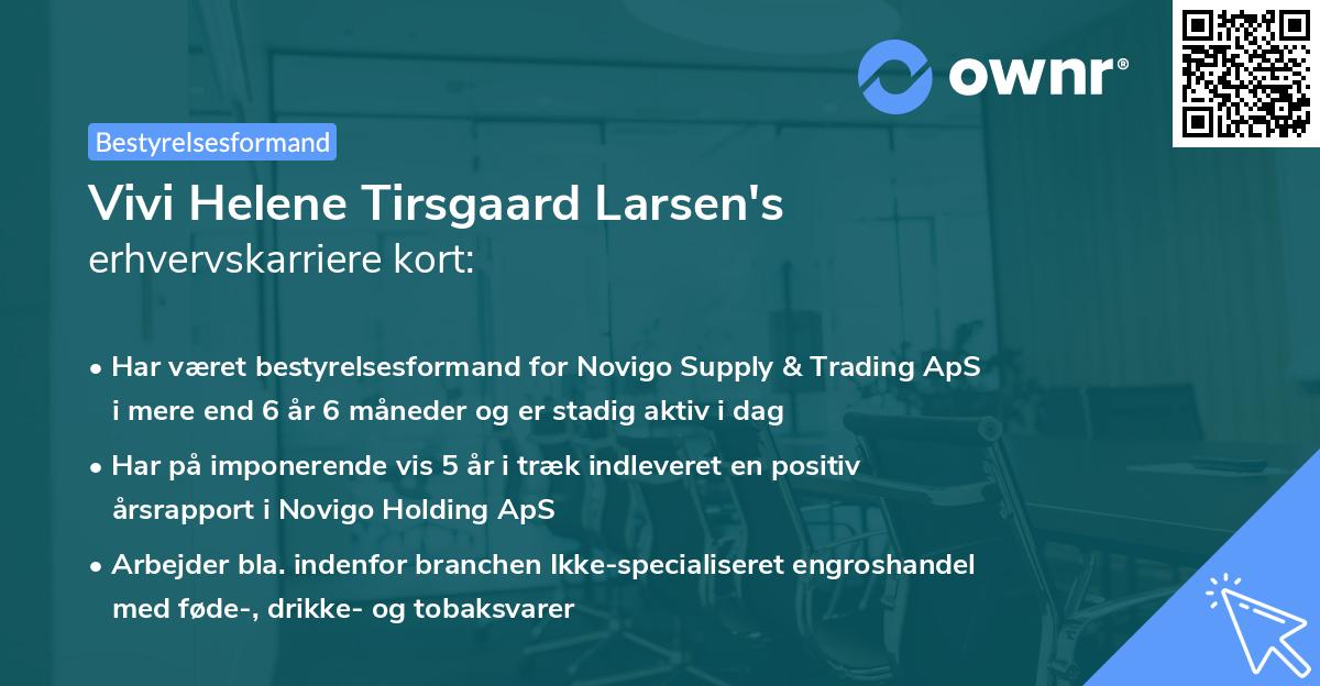 Vivi Helene Tirsgaard Larsen's erhvervskarriere kort