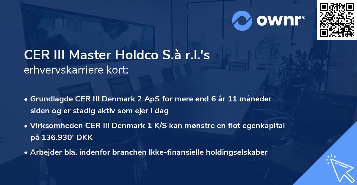 CER III Master Holdco S.à r.l.'s erhvervskarriere kort