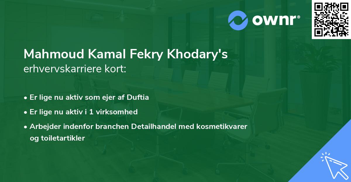 Mahmoud Kamal Fekry Khodary's erhvervskarriere kort