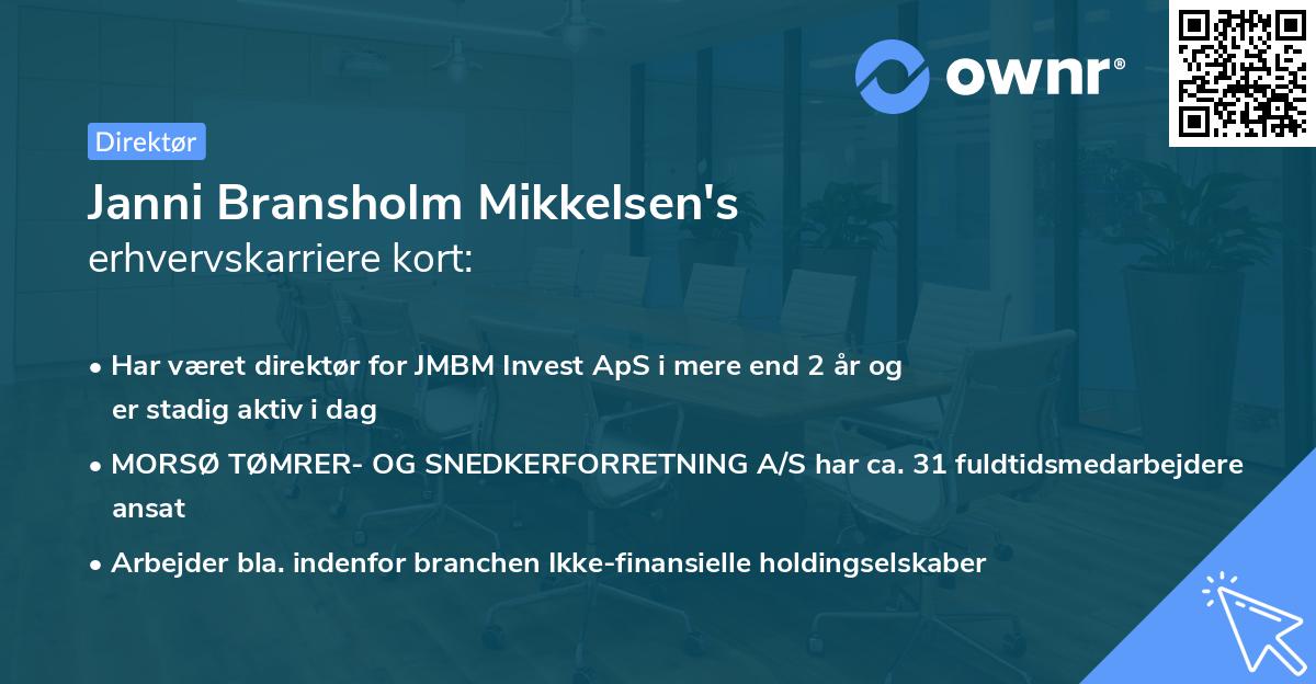 Janni Bransholm Mikkelsen's erhvervskarriere kort