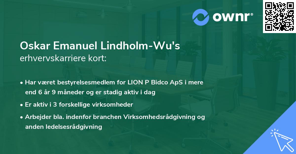 Oskar Emanuel Lindholm-Wu's erhvervskarriere kort