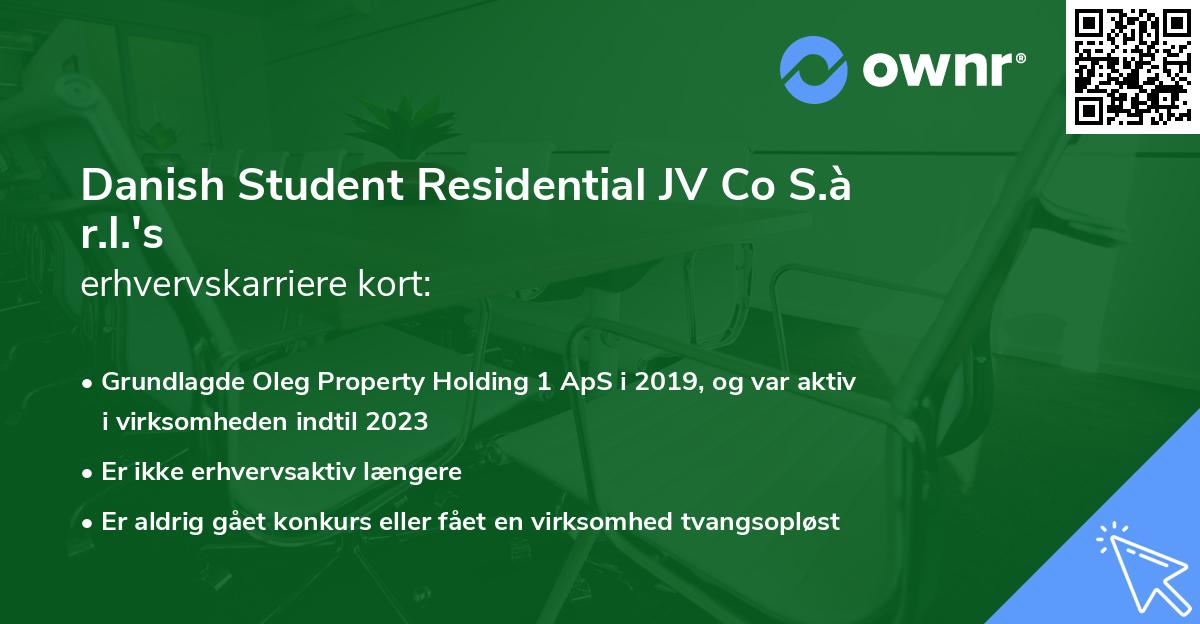Danish Student Residential JV Co S.à r.l.'s erhvervskarriere kort