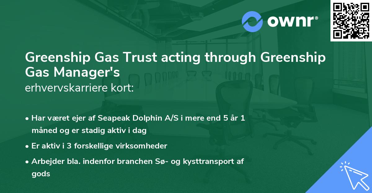 Greenship Gas Trust acting through Greenship Gas Manager's erhvervskarriere kort