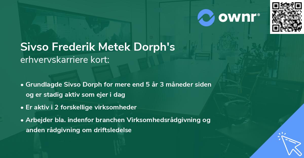 Sivso Frederik Metek Dorph's erhvervskarriere kort