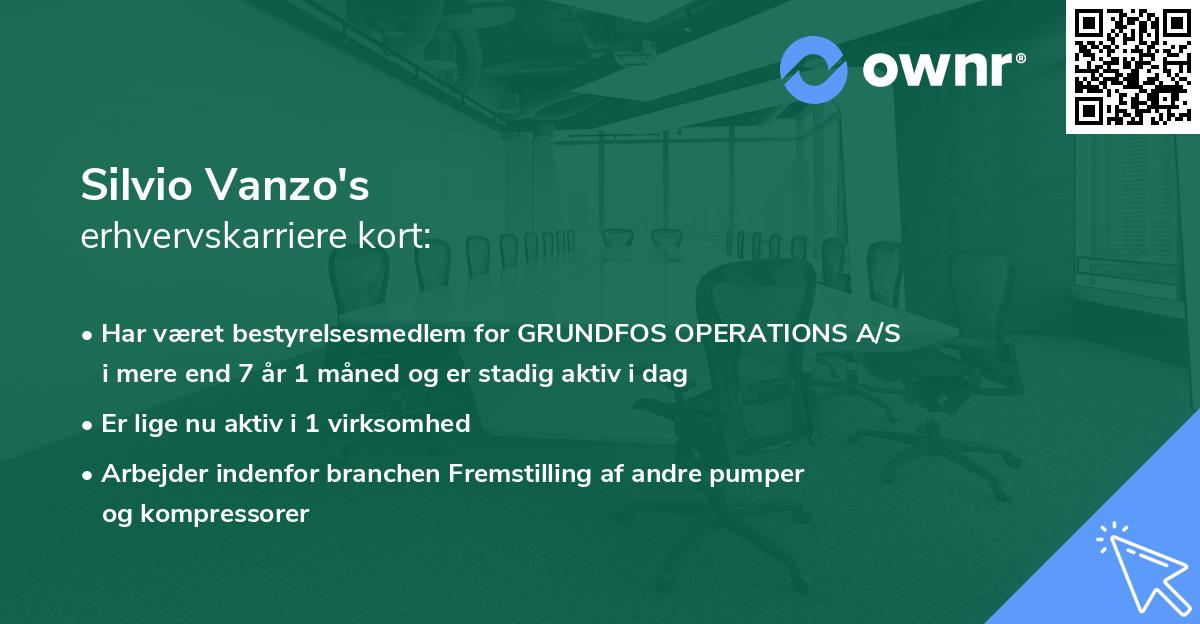 Silvio Vanzo's erhvervskarriere kort