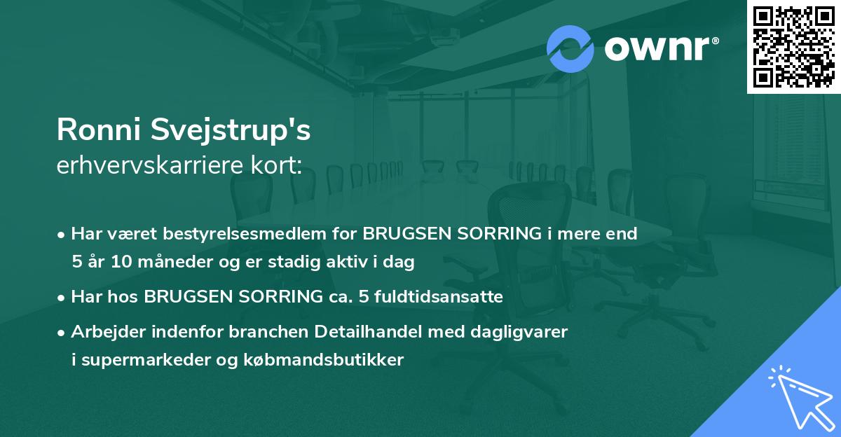 Ronni Svejstrup's erhvervskarriere kort
