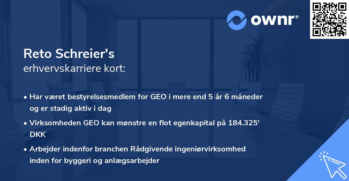 Reto Schreier's erhvervskarriere kort