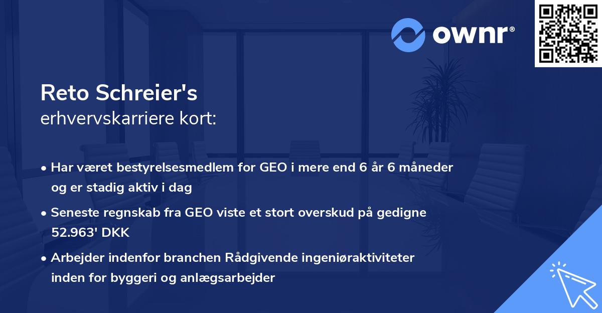 Reto Schreier's erhvervskarriere kort