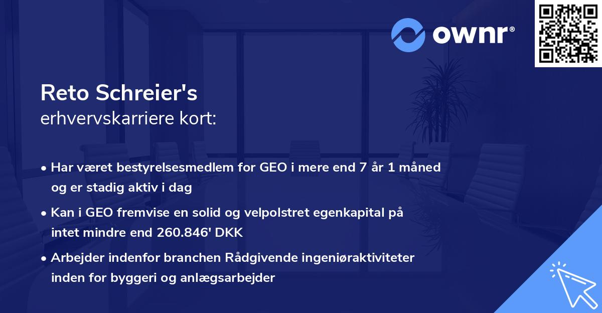Reto Schreier's erhvervskarriere kort