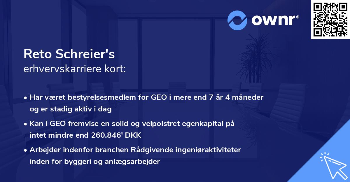 Reto Schreier's erhvervskarriere kort