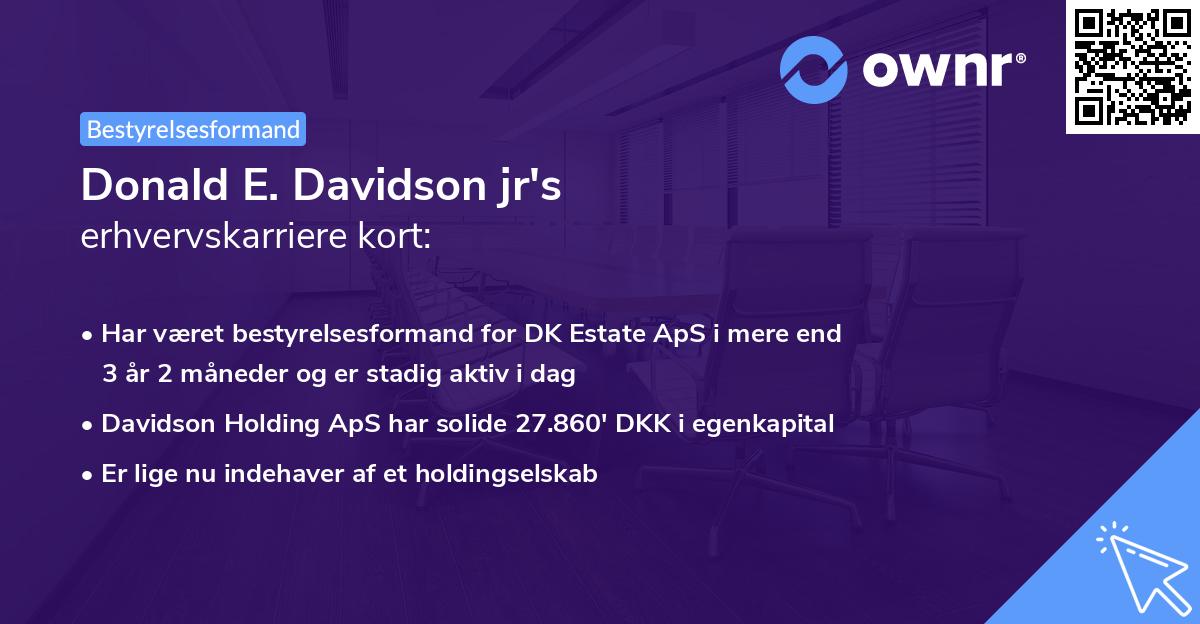 Donald E. Davidson jr's erhvervskarriere kort