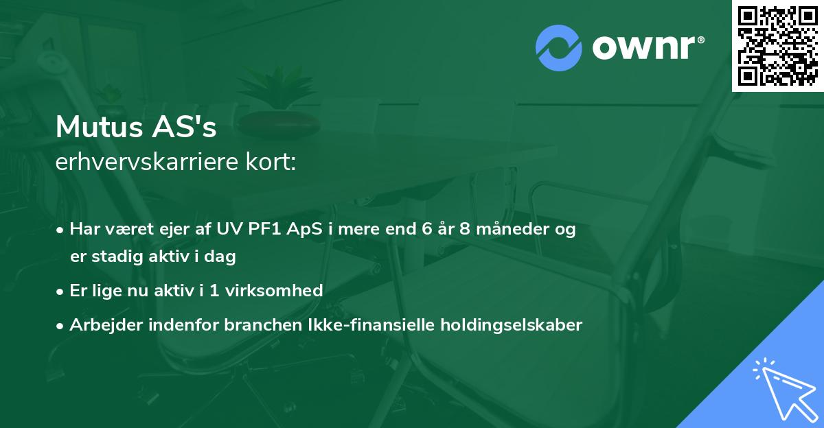 Mutus AS's erhvervskarriere kort