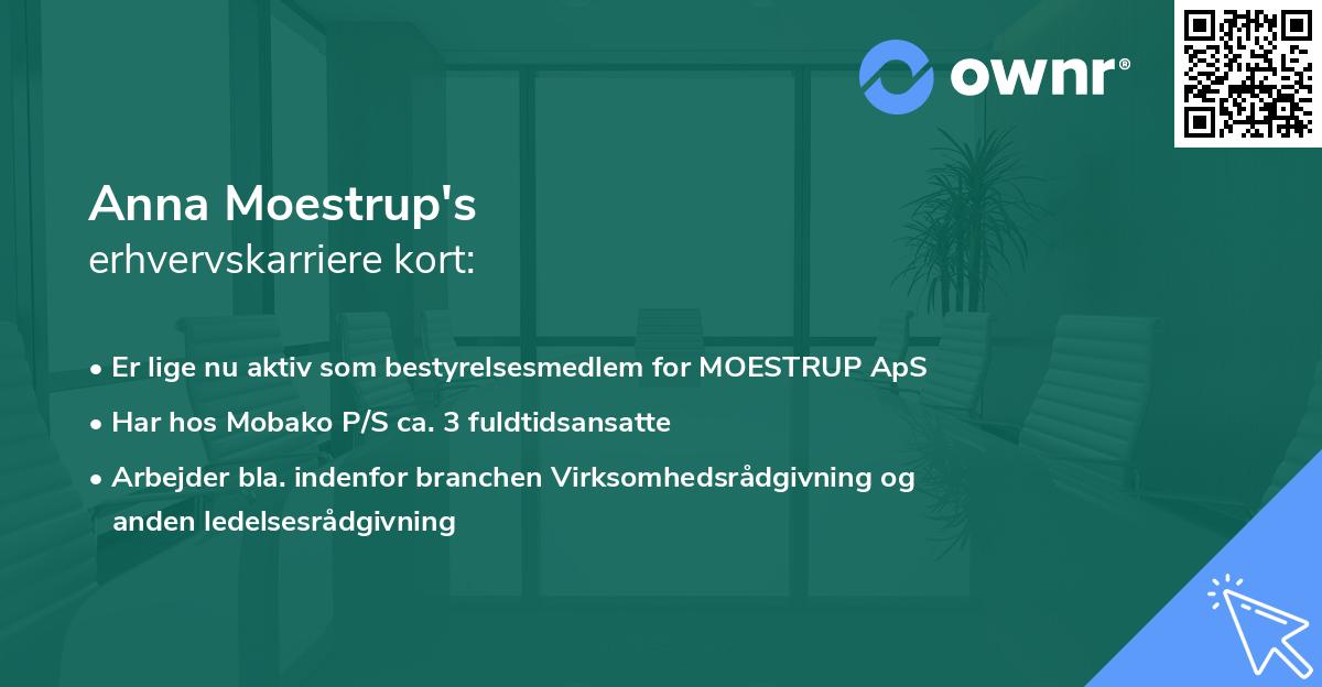 Anna Moestrup's erhvervskarriere kort