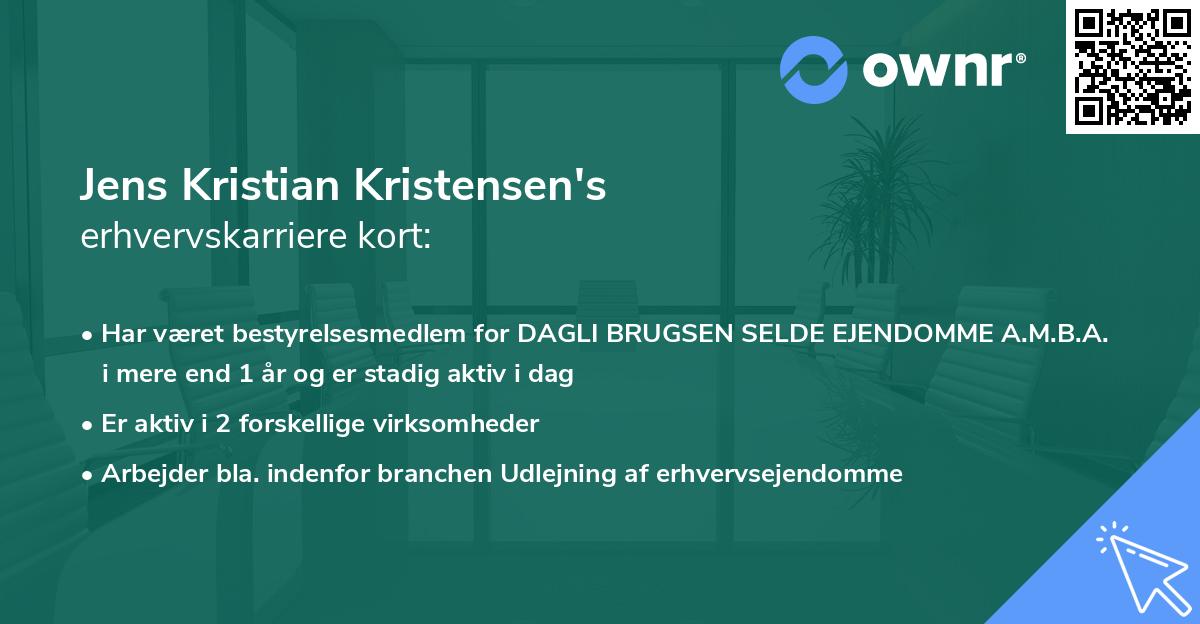 Jens Kristian Kristensen's erhvervskarriere kort