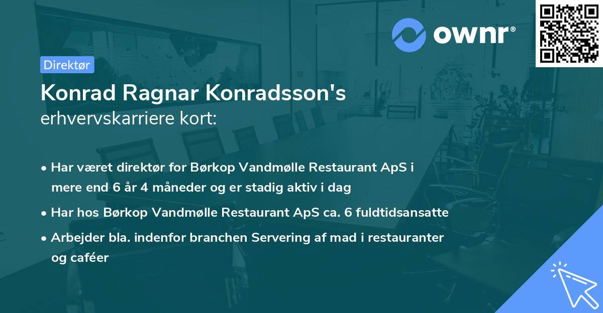 Konrad Ragnar Konradsson's erhvervskarriere kort