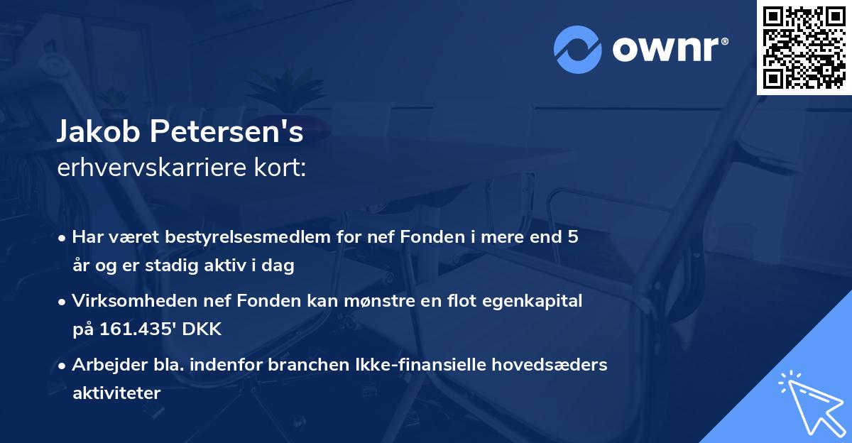 Jakob Petersen's erhvervskarriere kort