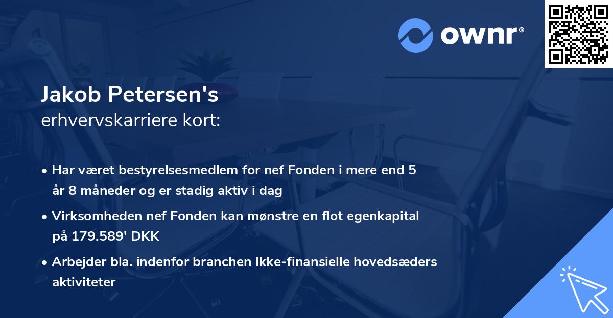 Jakob Petersen's erhvervskarriere kort