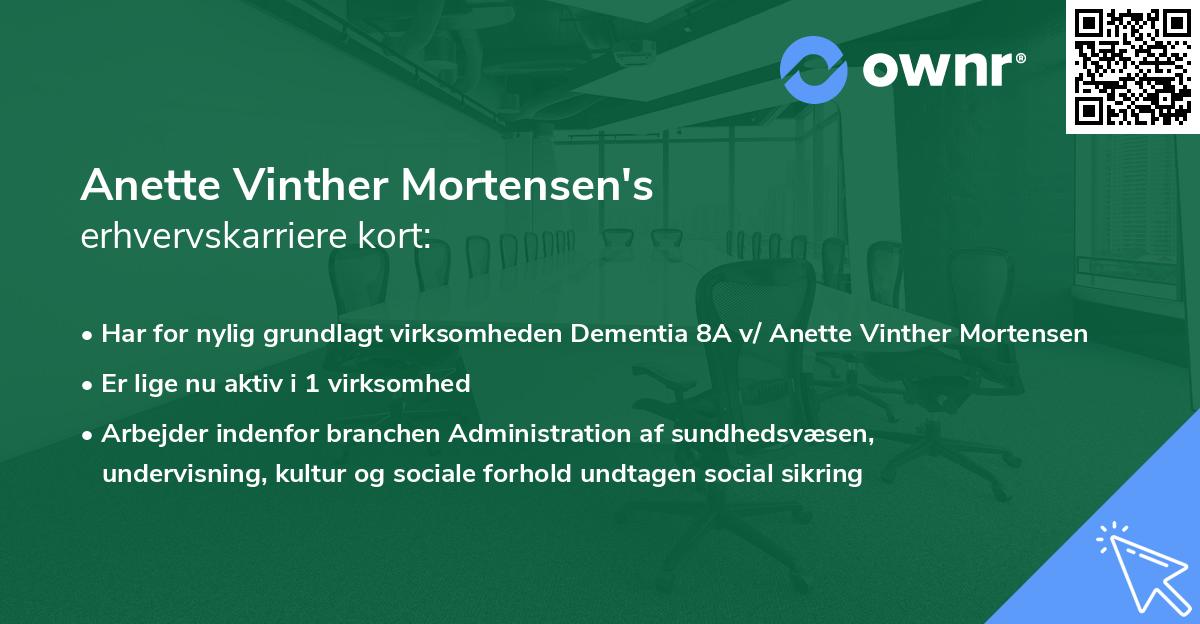 Anette Vinther Mortensen's erhvervskarriere kort