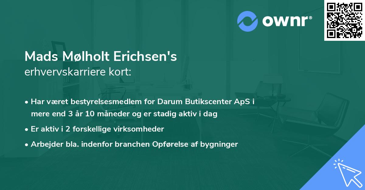 Mads Mølholt Erichsen's erhvervskarriere kort