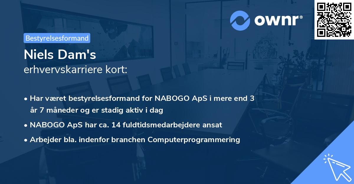 Niels Dam's erhvervskarriere kort