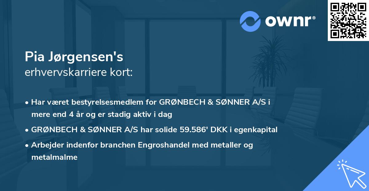 Pia Jørgensen's erhvervskarriere kort